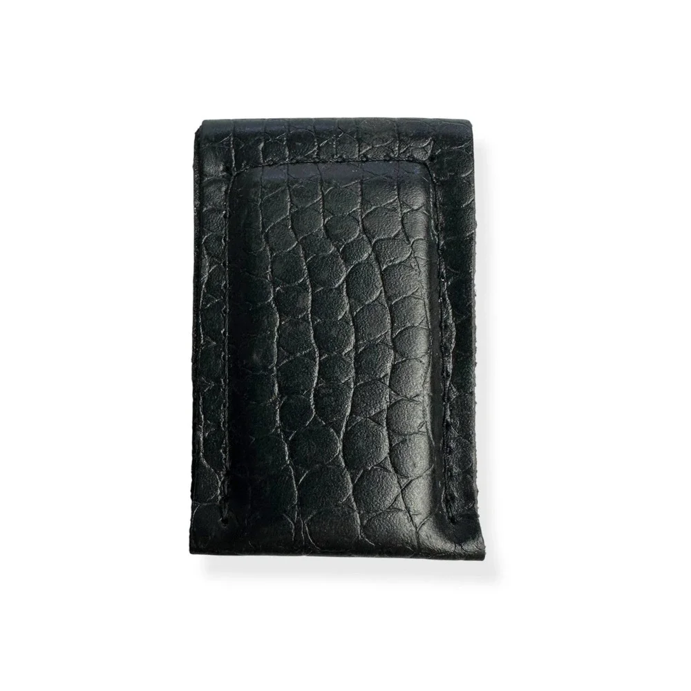VTG Lot of 3 Salem Cigarette Magnetic Money Clip Black Leather‎ Embossed Pebble